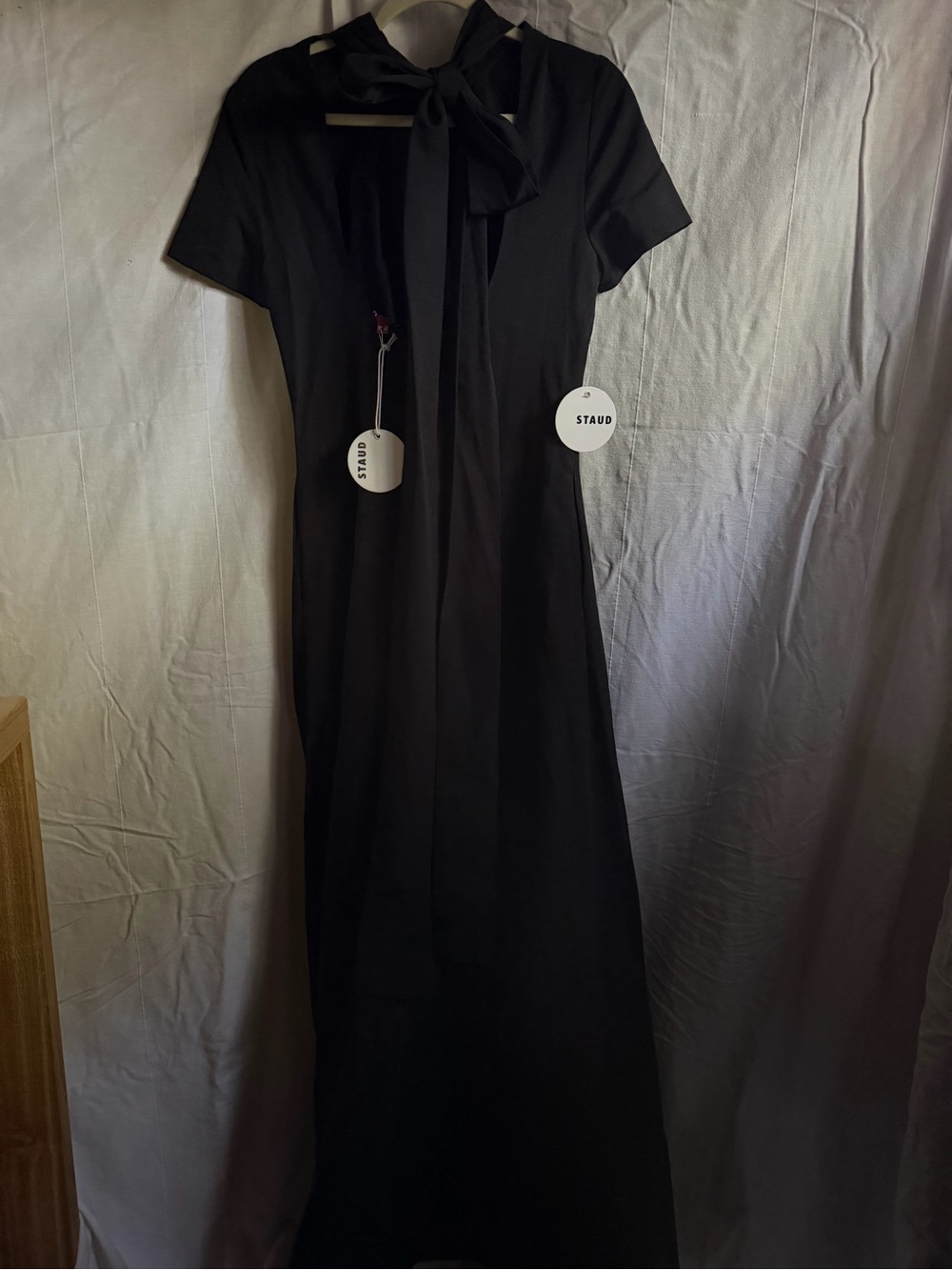STAUD Ilana Black High-Neck Short Sleeve Maxi Dress - Picture 5 of 6